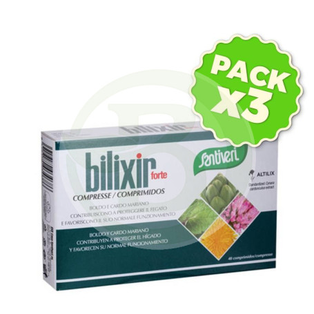 Pack 3x Bilixir Forte 40 Comprimidos Santiveri
