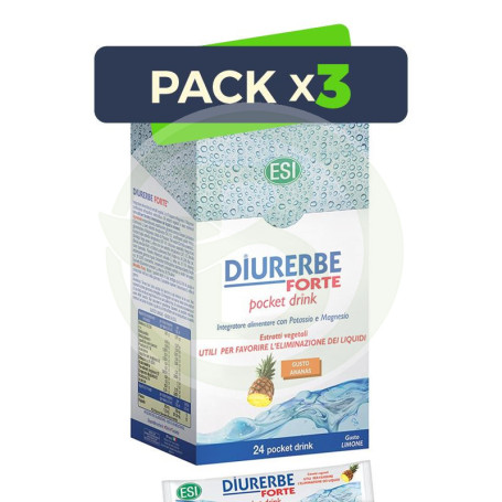 Pack 3x Diurerbe Forte Pocket Drink (Piña) 24 Sobres ESI