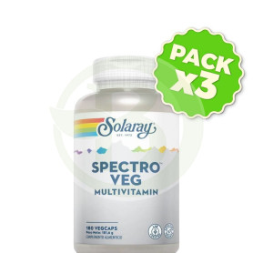 Pack 3x Spectro Vegetarian Fórmula Multi-Vita-Min 180 Cápsulas Solaray