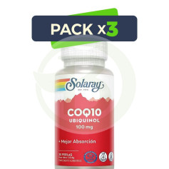 Pack 3x UBIQUINOL COQ-10 100Mg. 30 SOLARAY PEARLS