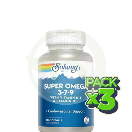Pack 3x Super Omega 3-7-9 120 Perlas Solaray