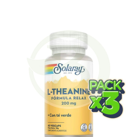 Pack 3x L-Theanine 200Mg. 45 Cápsulas Solaray