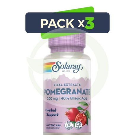 Pack 3x Pomegranate 200Mg. 60 Cápsulas Solaray