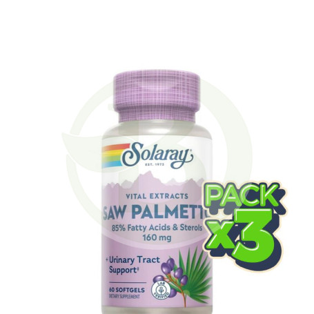Pack 3x Saw Palmetto 60 Perlas Solaray