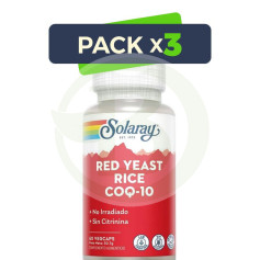 Pack 3x Arroz de fermento vermelho mais Q10 60 cápsulas Solaray