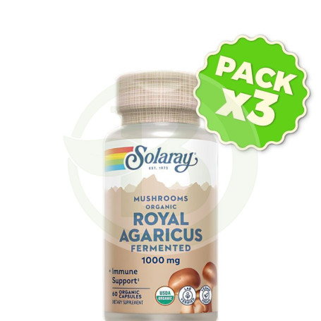 Pack 3x Royal agaricus 500Mg. 60 Cápsulas Solaray