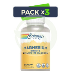 Pack 3x Big Magnesium Citrate 180 Cápsulas Solaray