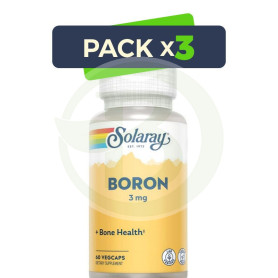 Pack 3x Boro Citrato 500Mg. 60 Cápsulas Vegetales Solaray