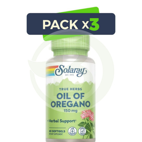 Pack 3x Oil Oregan 150Mg. 60 Perlas Solaray