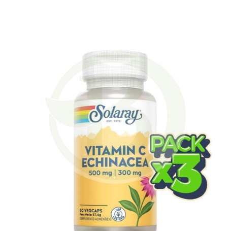 Pack 3x Vitamin C con Echinacea 60 Cápsulas Solaray