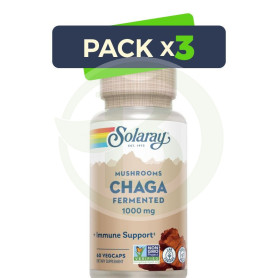 Pack 3x Chaga Fermented 500 Mg. - 60 Vegcaps Solaray