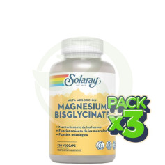Pack 3x Bisglicinato de Magnésio 120 Cápsulas Solaray