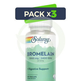 Pack 3x Bromelaina 60 Cápsulas Vegetales Solaray