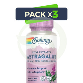 Pack 3x Astragalus Extracto De Raíz 200Mg 30 Cápsulas Vegetales Solaray