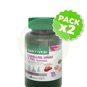 Pack 2x Cabello, Uñas y Piel Gummies 60 Gominolas Santiveri