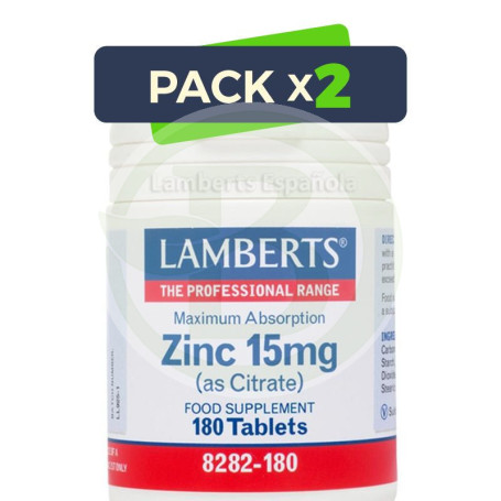 Pack 2x Zinc 15Mg. Lamberts