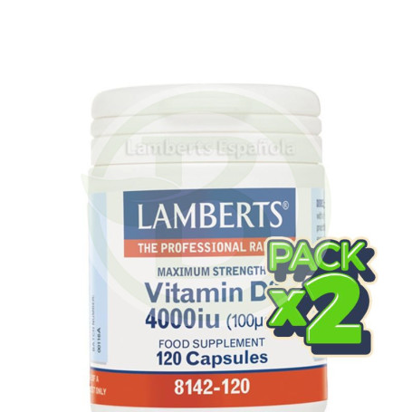 Pack 2x Vitamina D3 4000IU 120 Tabletas Lamberts