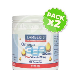 Pack 2x Ómega 3, 6, 9 1200Mg. com Vitamina D3 Lamberts
