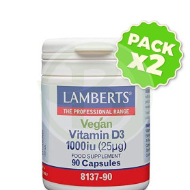 Pack 2x Vitamina D3 Vegan 90 Cápsulas Lamberts