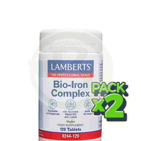 Pack 2x Bio Iron Complex 120 Comprimidos Lamberts