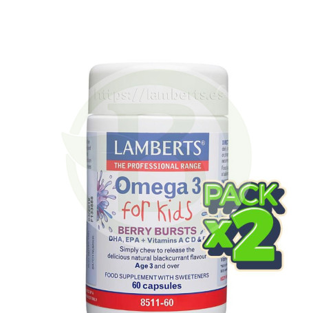 Pack 2x Omega 3 para Niños con Dha 100Mg/Epa 14Mg 60 Cápsulas Lamberts