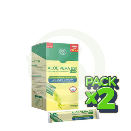 Pack 2x Zumo Aloe Vera Forte con Mirtilo 24 Pocket Drink Esi