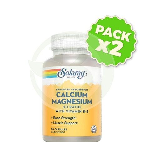 Pack 2x Calcium y Magnesium 90 Cápsulas Solaray