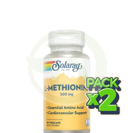 Pack 2x L-Methionine 500Mg. 30 Cápsulas Solaray