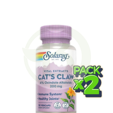 Pack 2x Uña de Gato 30 Cápsulas Solaray