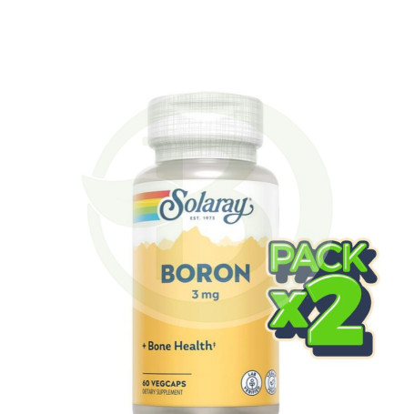 Pack 2x Boro Citrato 500Mg. 60 Cápsulas Vegetales Solaray