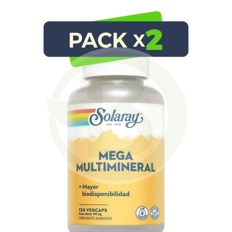 Pack 2x Mega Multi Mineral 120 Cápsulas Solaray