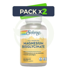 Pack 2x Bisglicinato de Magnésio 120 Cápsulas Solaray