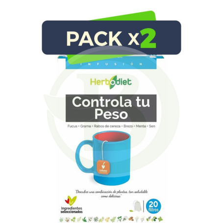 Pack 2x Herbodiet Controla tu Peso 20 Filtros Nova Diet