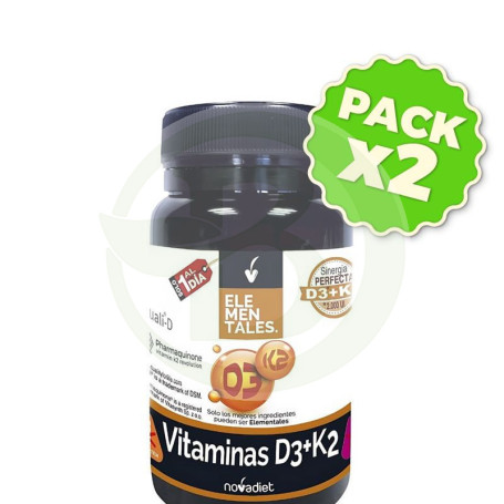 Pack 2x Vitaminas D3+K2 60 Cápsulas Nova Diet