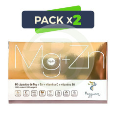 Pack 2x Magnésio + Zinco + Vit C + B6 90 Cápsulas Veggunn