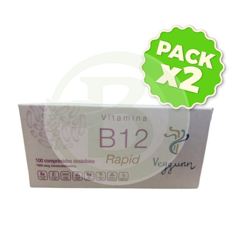 Pack 2x Vitamina B12 Rapid 1000Mcg 100 Comprimidos Veggunn