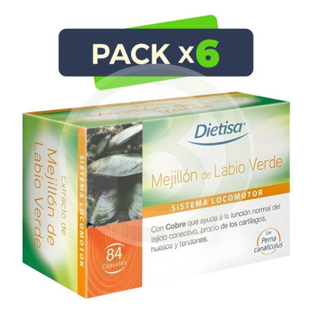 Pack 6x Mejillón De Labio Verde 84 Cápsulas Dietisa