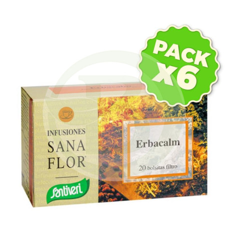 Pack 6x Sanaflor Infusión Erbacalm 20 Filtros Santiveri