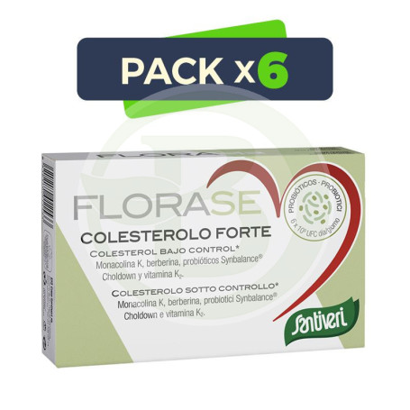 Pack 6x Florase Colesterolo Forte 40 Capsulas Santiveri