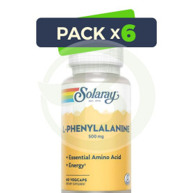 Pack 6x L-Phenylalanine 500Mg. 60 Cápsulas Solaray