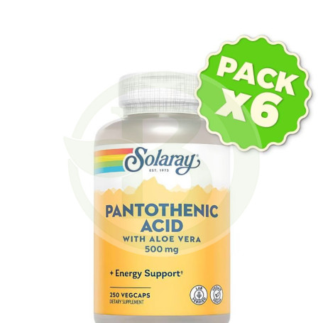 Pack 6x Ácido Pantoténico 500Mg. 100 Cápsulas Solaray