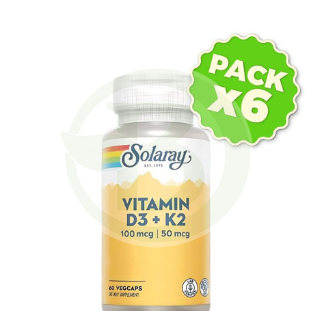 Pack 6x D3 & K2 (MK7) 60 Cápsulas Solaray
