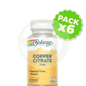 Pack 6x Cobre Citrato 2Mg. 60 Cápsulas Solaray