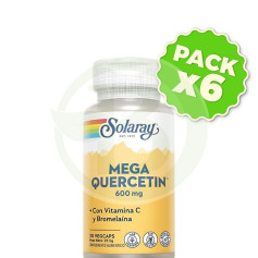 Pack 6x Mega Quercitin 600Mg. 30 Cápsulas Vegetais Solaray
