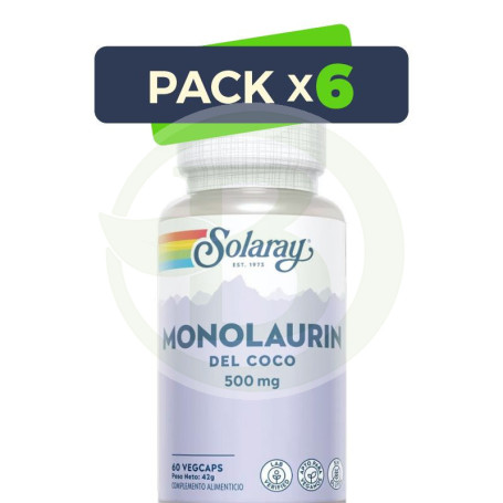 Pack 6x Monolaurin 500Mg 60 Cápsulas Vegetales Solaray