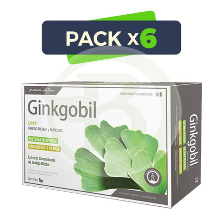 Pack 6x Ginkgobil Ginkgo Biloba 20 Ampollas 10Ml. Dietmed