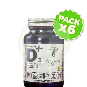 Pack 6x Vitamina D3 2500Ui 30 Cápsulas Veggunn