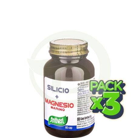 Pack 3x Silicio con Magnesio Marino 60 Cápsulas Santiveri
