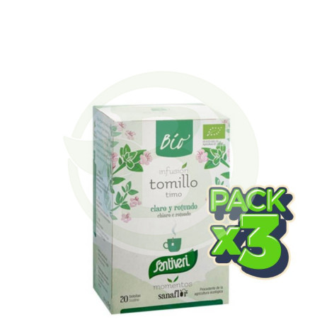 Pack 3x Sanaflor Tomillo Bio 20 Filtros Santiveri