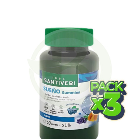 Pack 3x Sueño Gummies 60 Gominolas Masticables Santiveri
